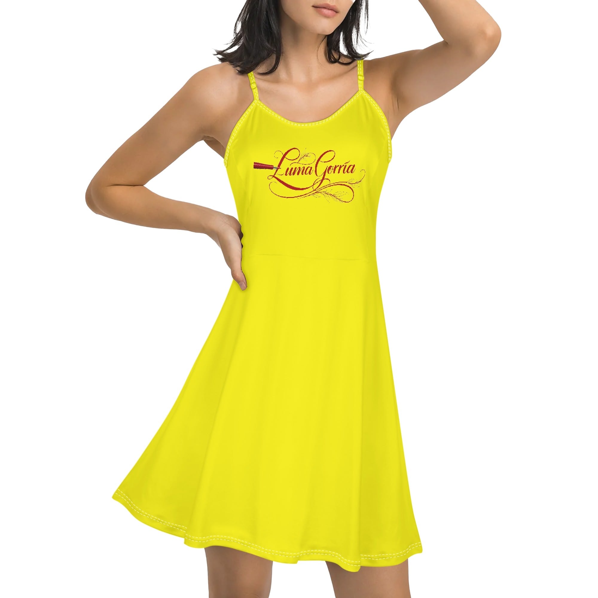 Womens Lounge Sleeveless Adjustable Spaghetti Strap Short Dress Swing Dress - Luma Gorria vêtement