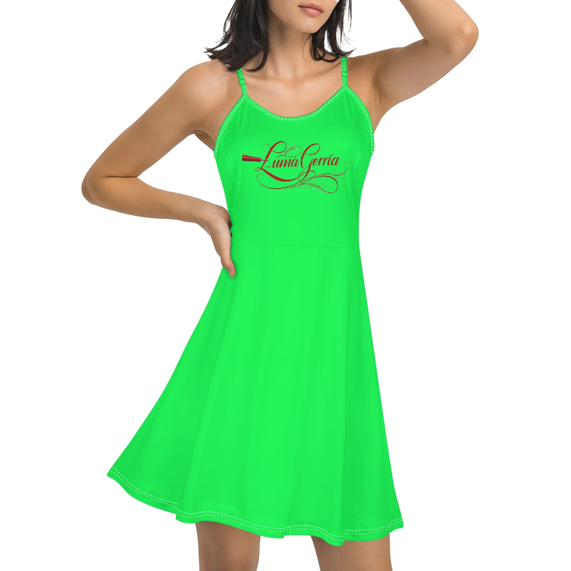 Womens Lounge Sleeveless Adjustable Spaghetti Strap Short Dress Swing Dress - Luma Gorria vêtement