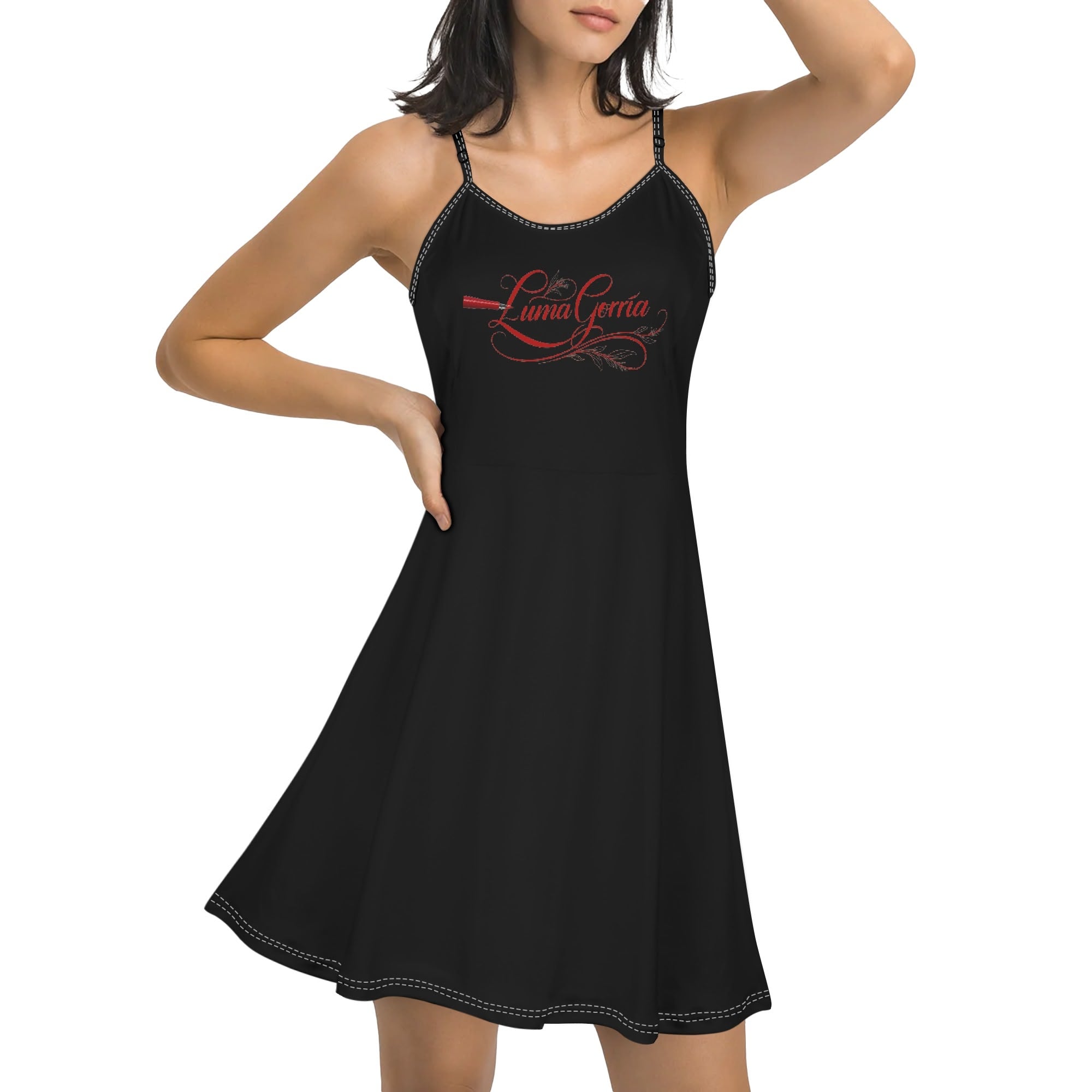 Womens Lounge Sleeveless Adjustable Spaghetti Strap Short Dress Swing Dress - Luma Gorria vêtement