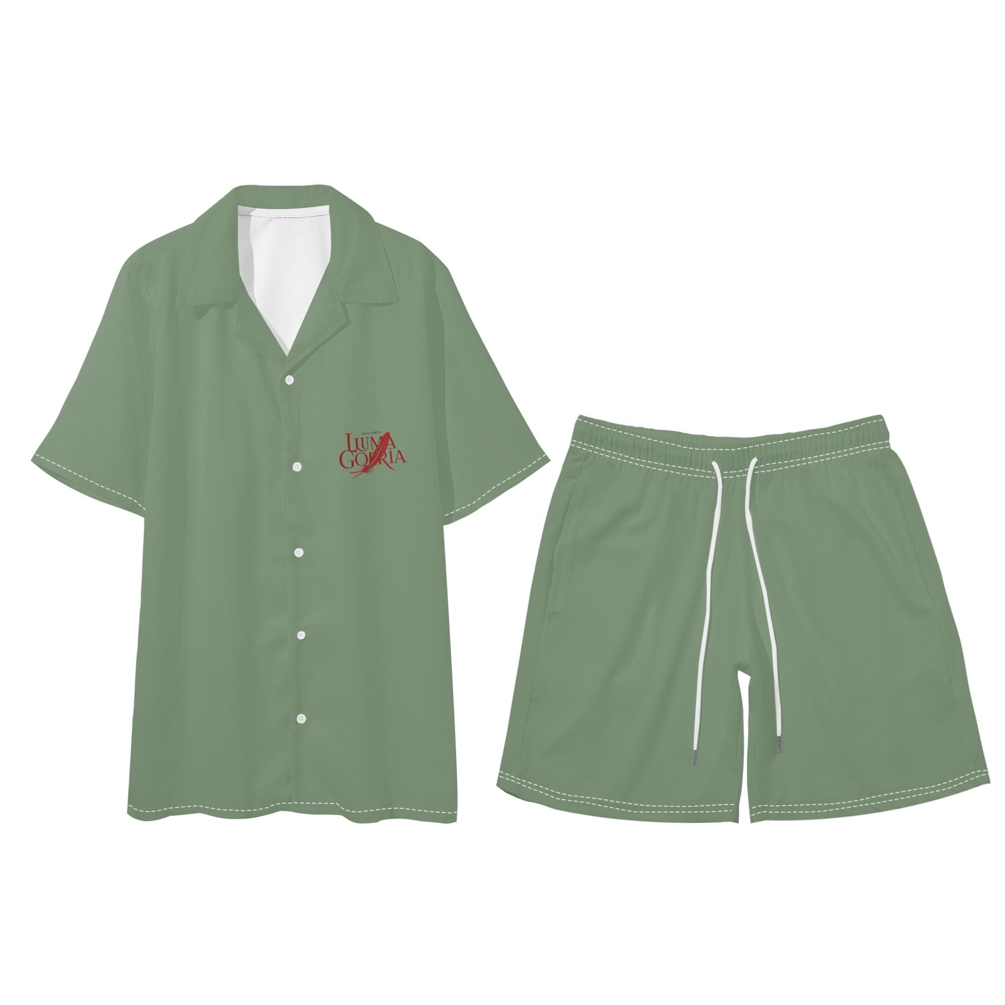 Mens Regular Fit Hawaiian Short Sleeve Shirt and Shorts Set