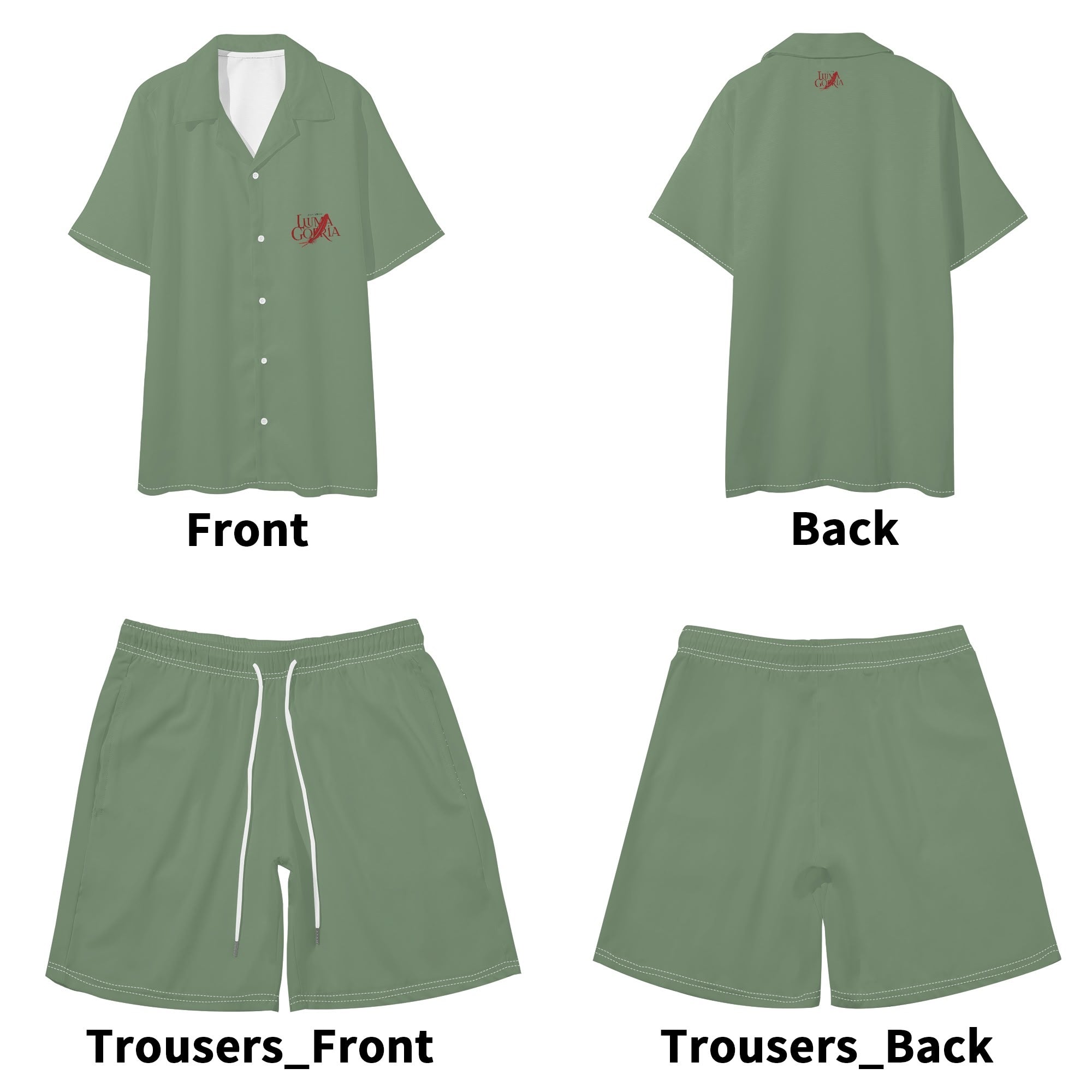 Mens Regular Fit Hawaiian Short Sleeve Shirt and Shorts Set