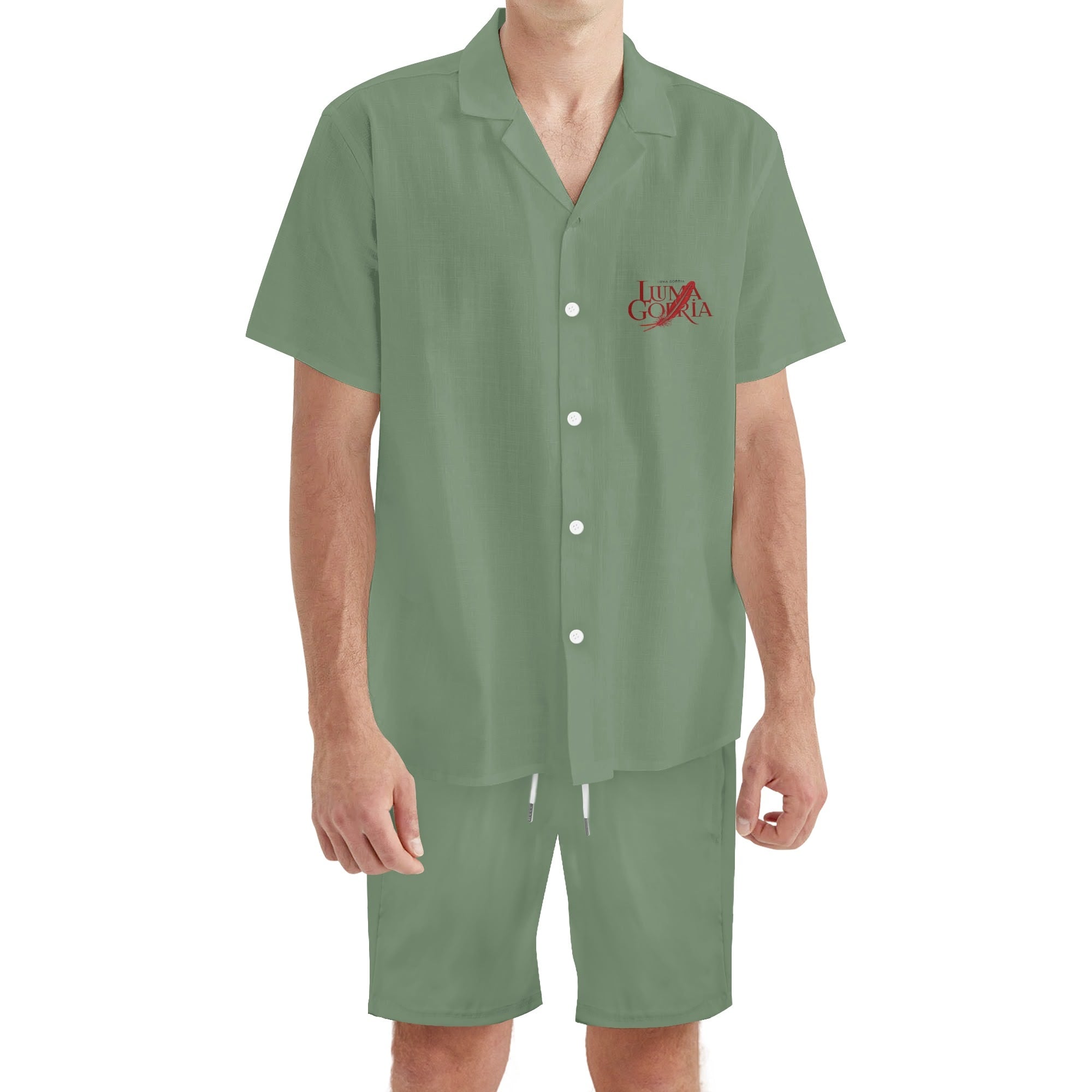 Mens Regular Fit Hawaiian Short Sleeve Shirt and Shorts Set