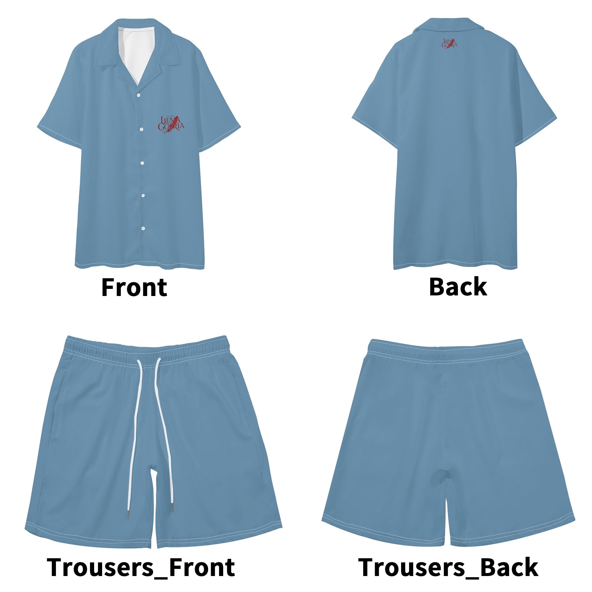 Mens Regular Fit Hawaiian Short Sleeve Shirt and Shorts Set