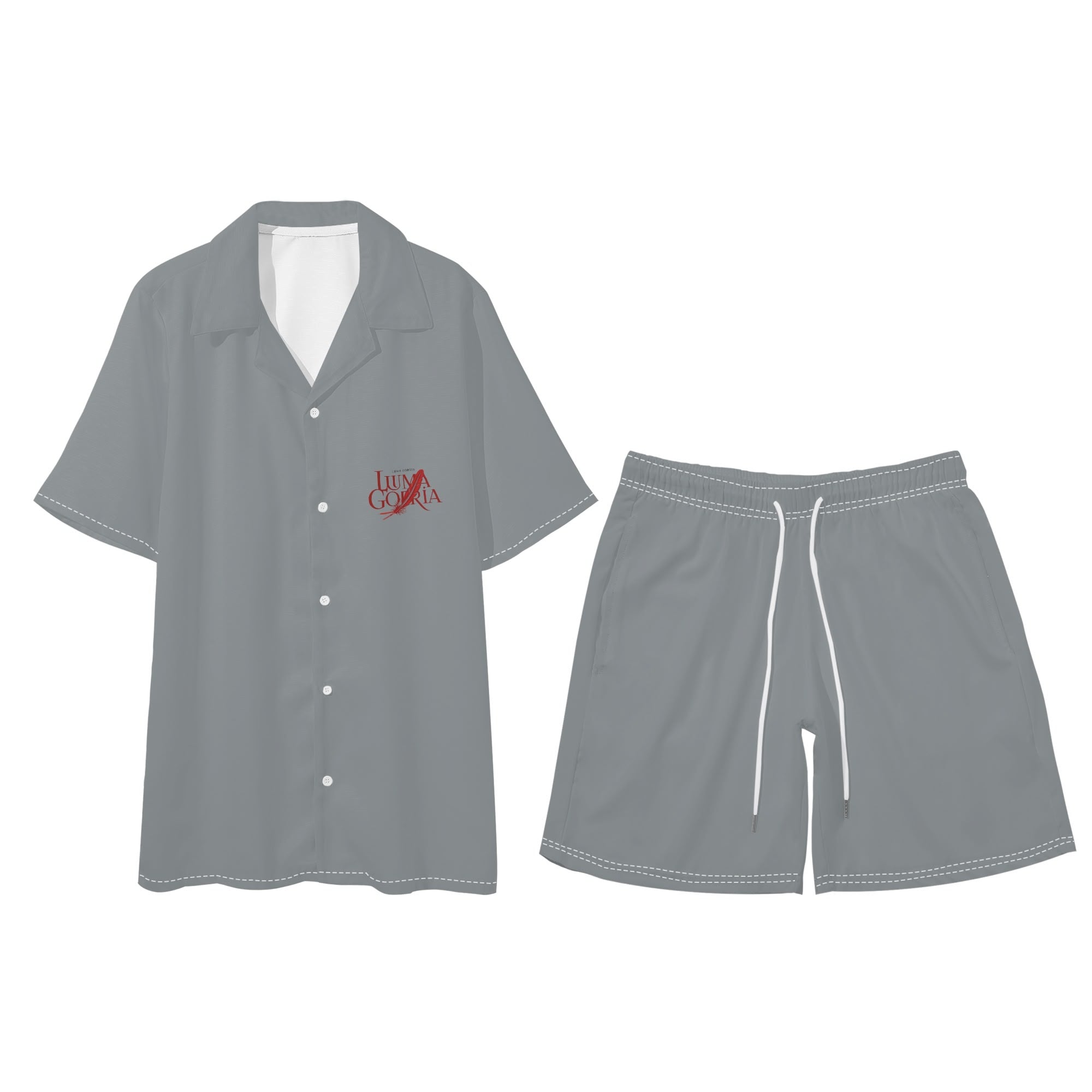 Mens Regular Fit Hawaiian Short Sleeve Shirt and Shorts Set