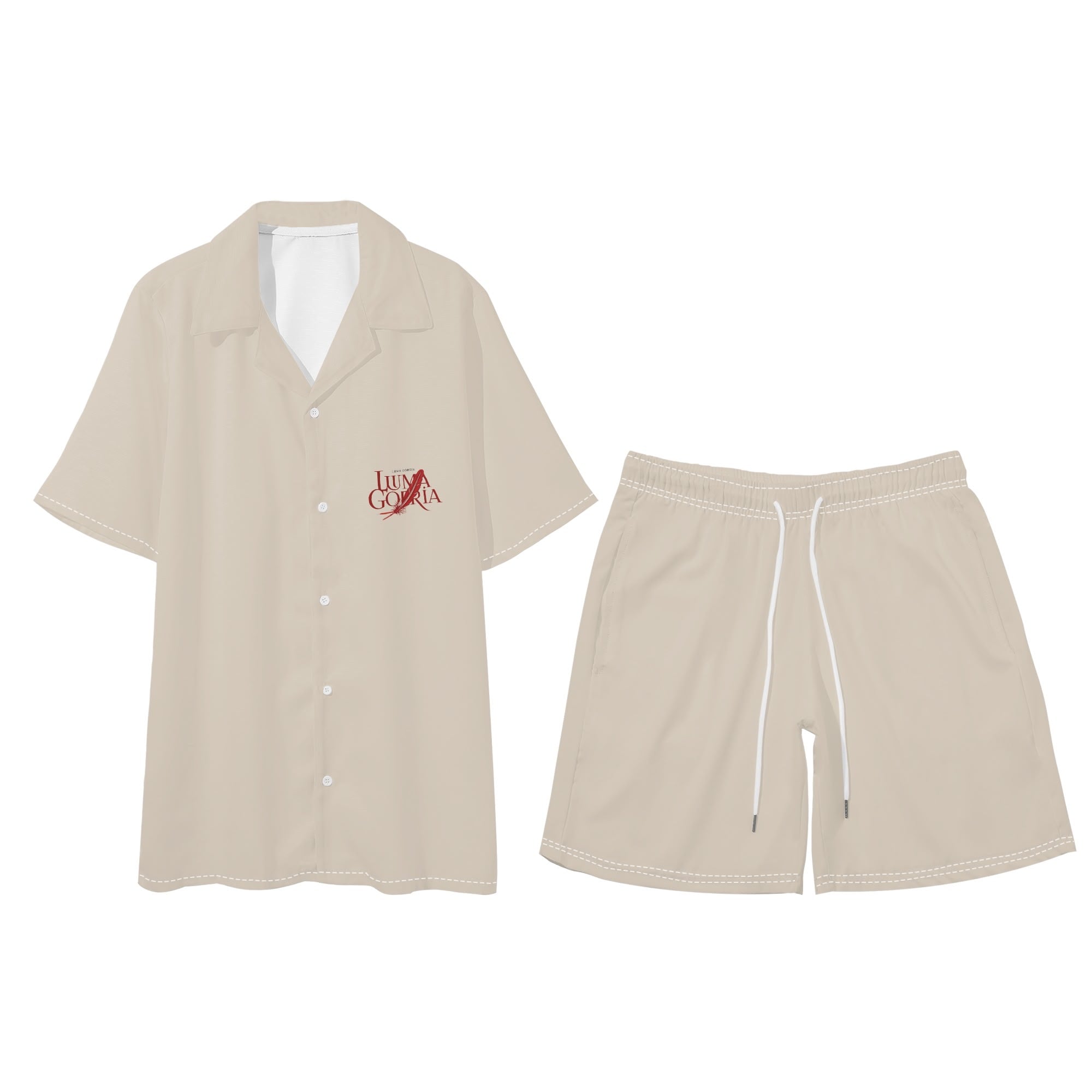 Mens Regular Fit Hawaiian Short Sleeve Shirt and Shorts Set