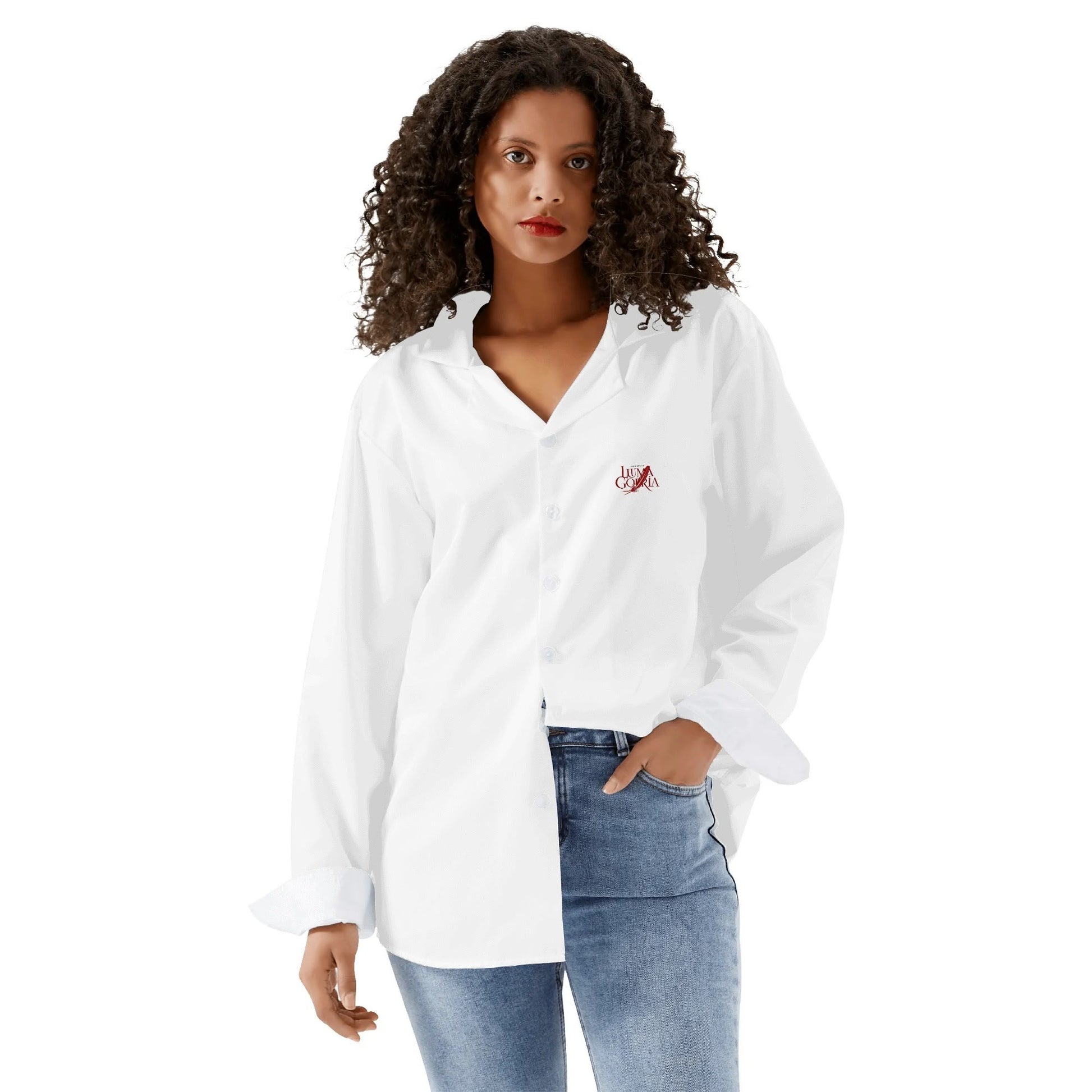 Womens Casual Long Sleeve Button Down Shirt popcustoms   Luma Gorria vêtement