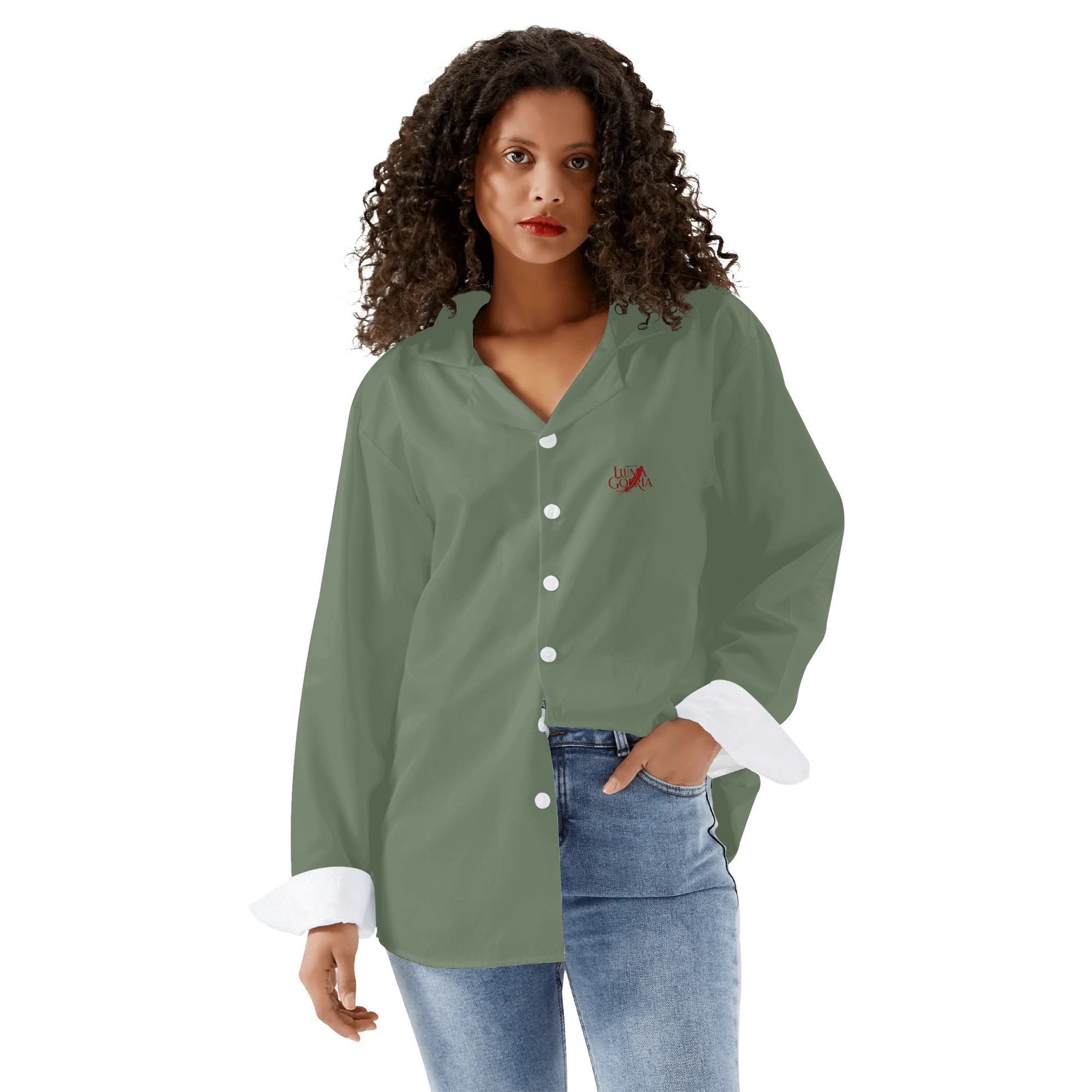 Womens Casual Long Sleeve Button Down Shirt popcustoms   Luma Gorria vêtement