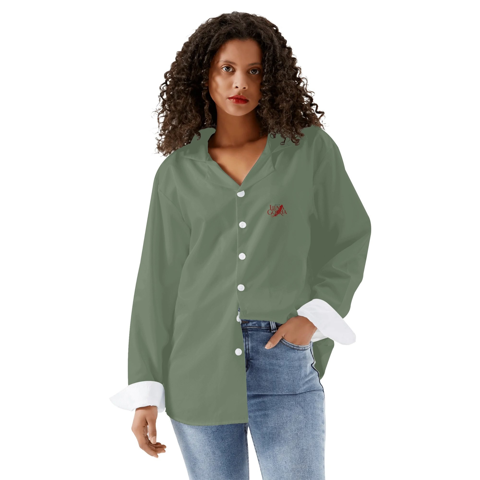 Womens Casual Long Sleeve Button Down Shirt popcustoms   Luma Gorria vêtement