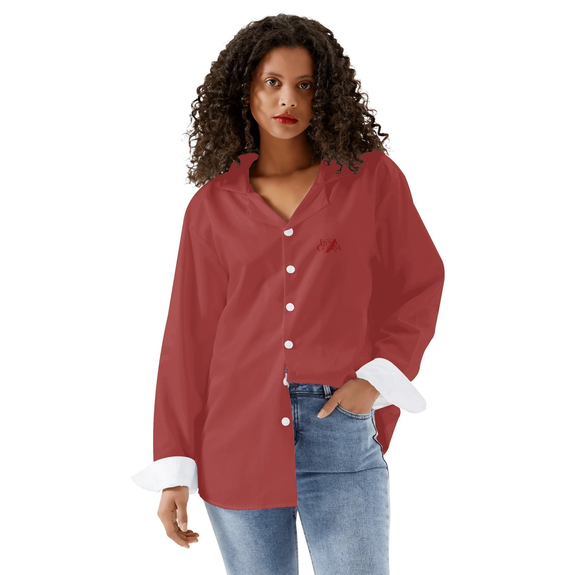 Womens Casual Long Sleeve Button Down Shirt popcustoms   Luma Gorria vêtement