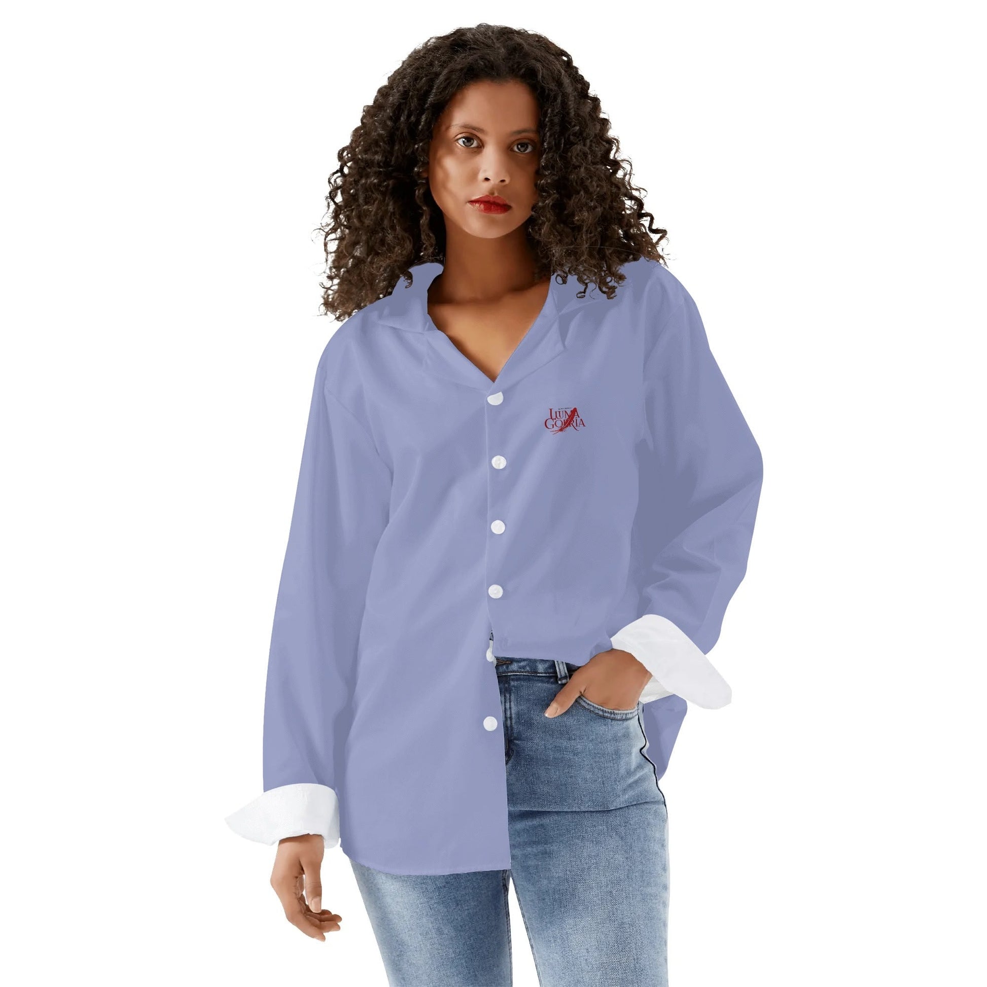 Womens Casual Long Sleeve Button Down Shirt popcustoms   Luma Gorria vêtement
