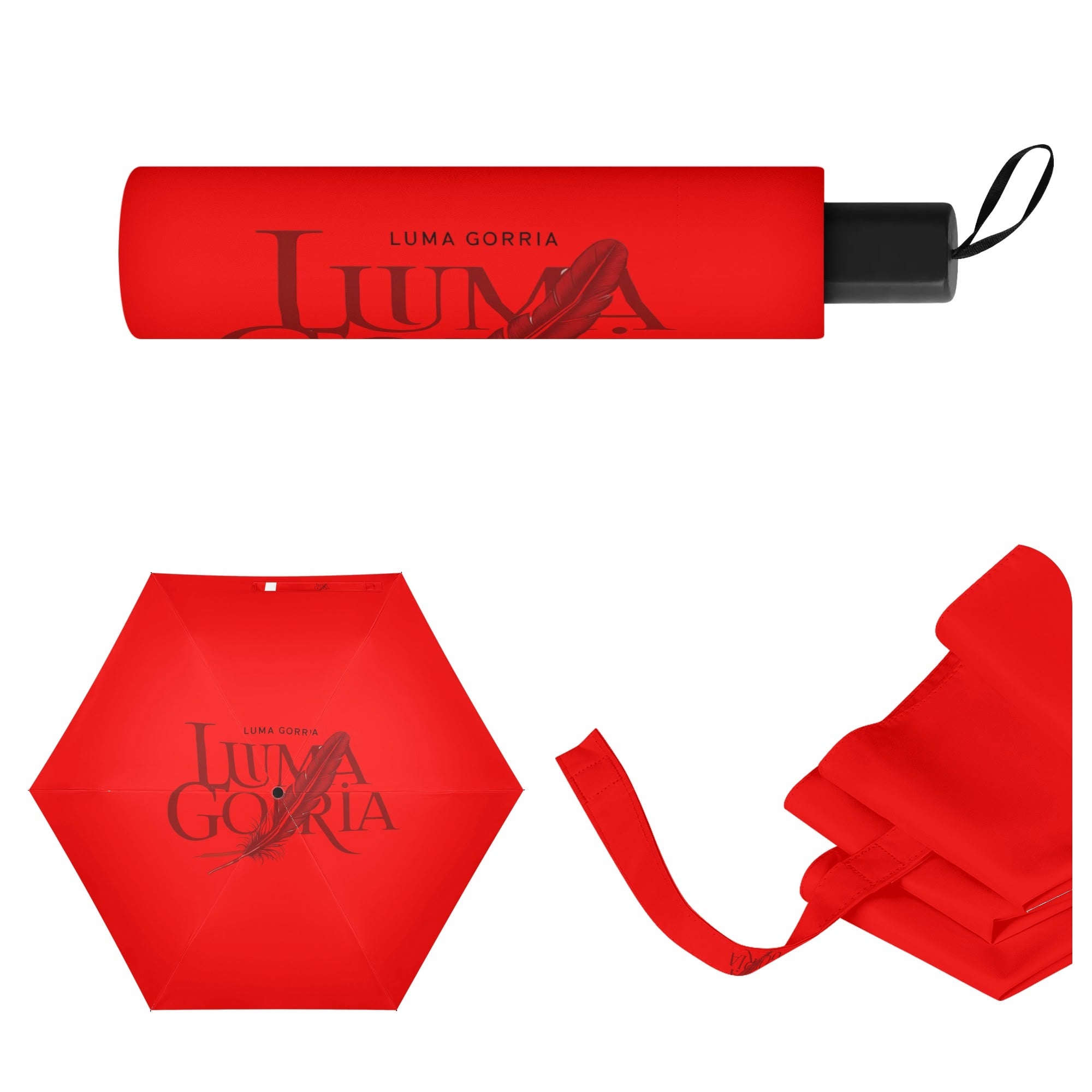 Manual Folding Umbrella Printing Outside popcustoms   Luma Gorria vêtement