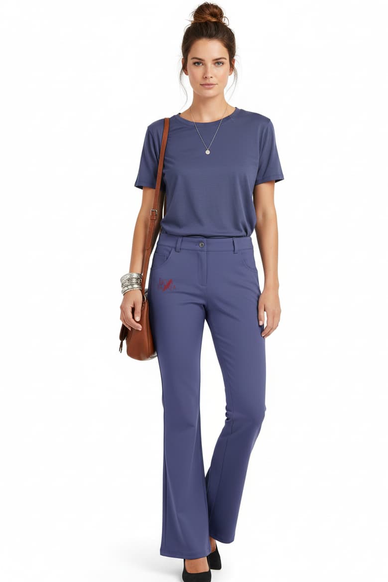 Pantalon évasé femme taille mi-haute – Confort &amp; effet ventre plat