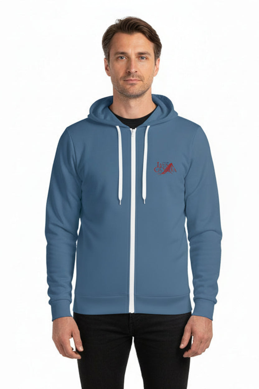 Sweat à capuche homme zippé col montant – style sport et urbain Luma Gorria vêtement  Sweat à capuche homme Luma Gorria vêtement