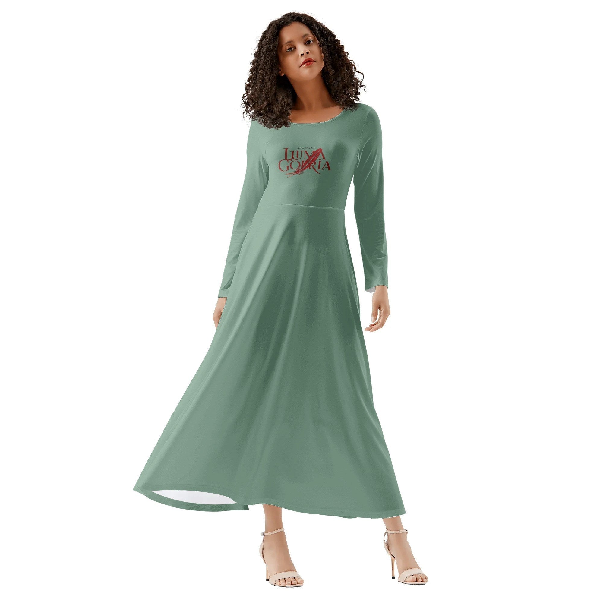 Robe longue femme col rond à manches longues – Élégance & confort