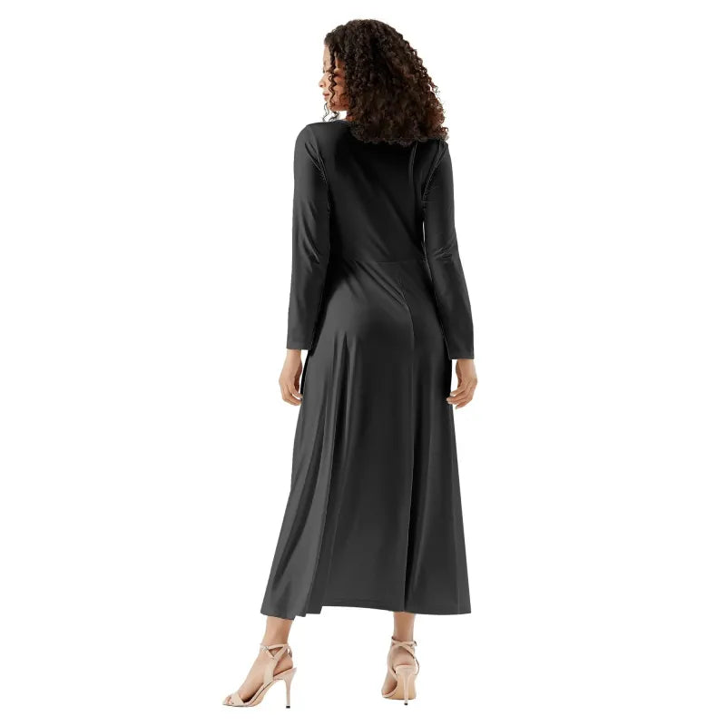 Robe longue femme col rond à manches longues – Élégance & confort