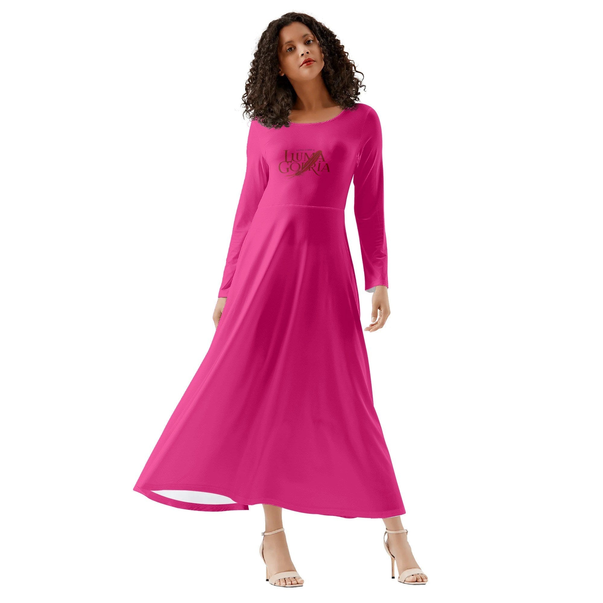 Robe longue femme col rond à manches longues – Élégance & confort