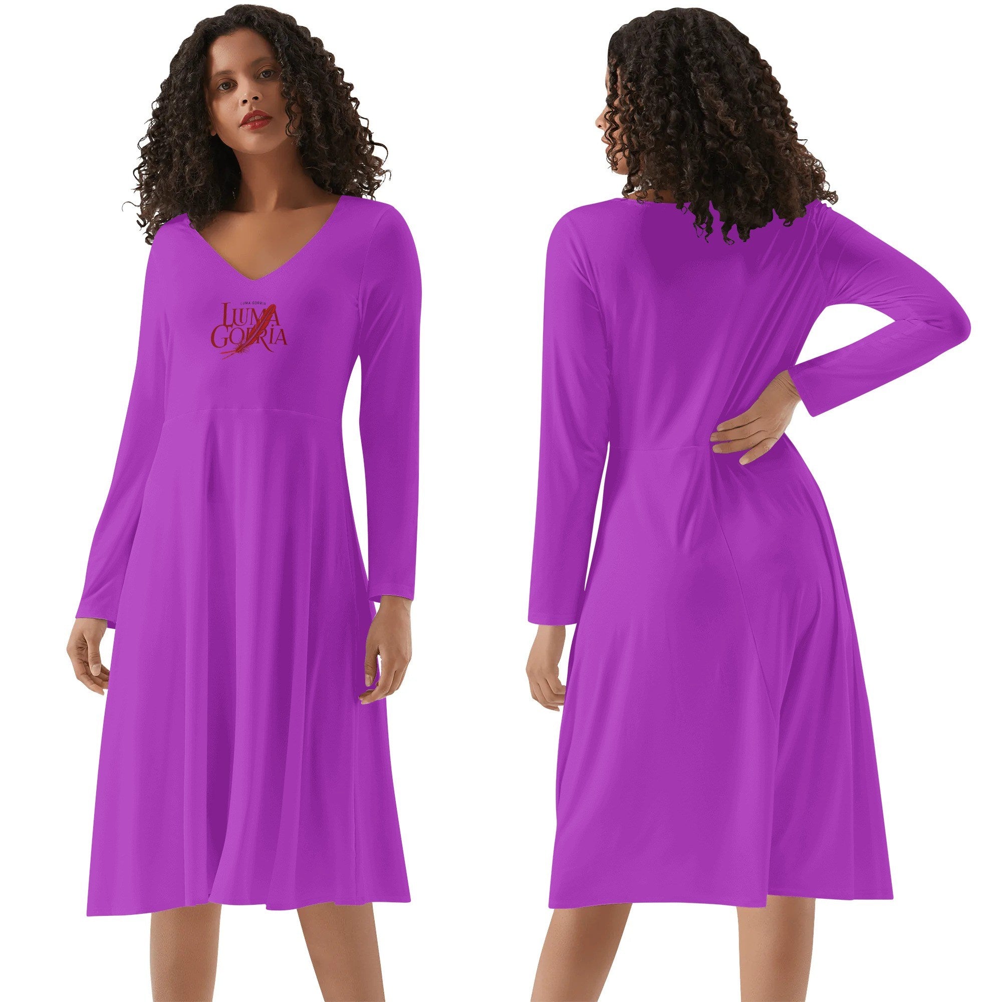 Robe élégante à volants col V manches longues femme Luma Gorria vetement  Robe longues Luma Gorria vêtement