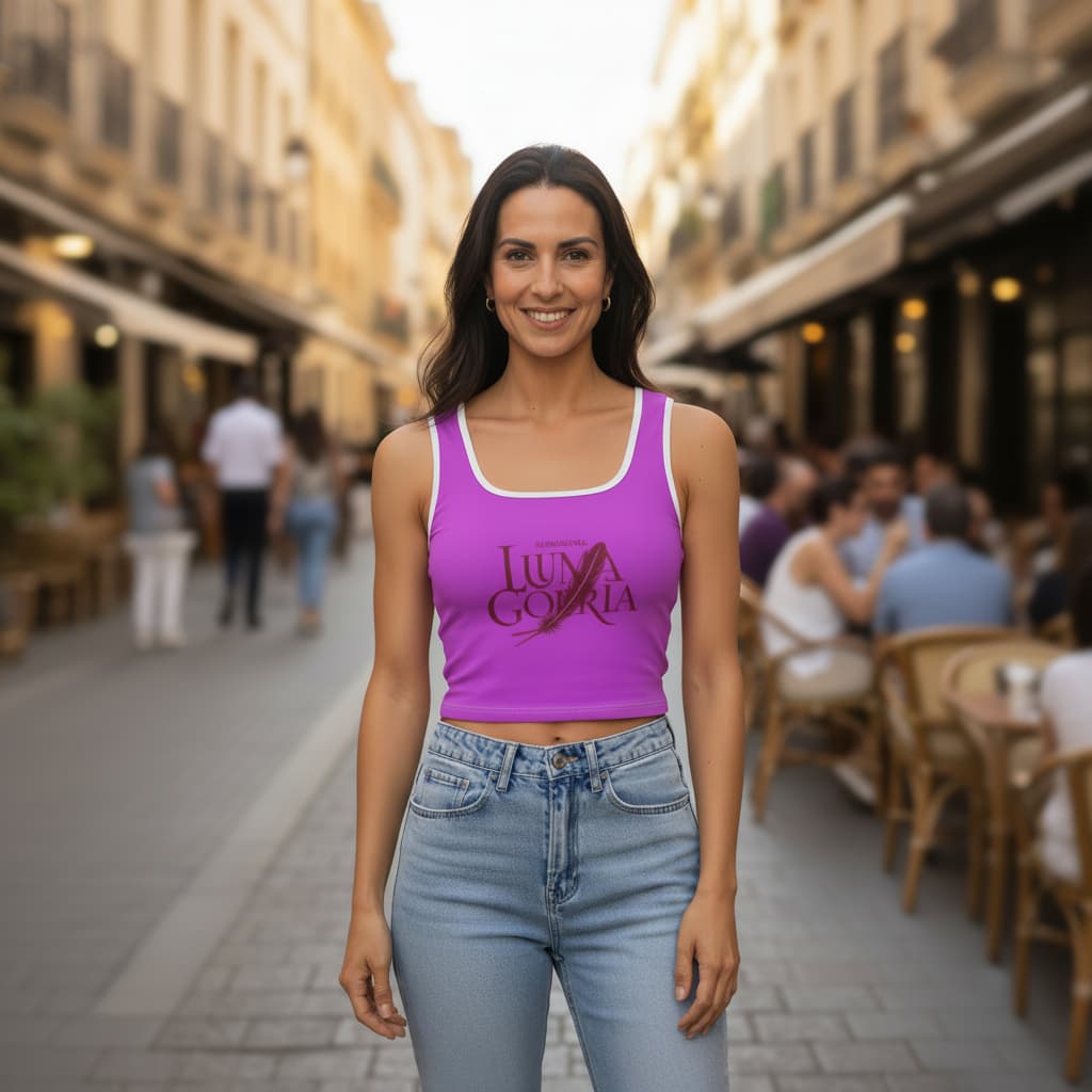Crop top femme sans manches extensible. Confortable & chic