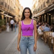 Crop top femme sans manches extensible. Confortable & chic