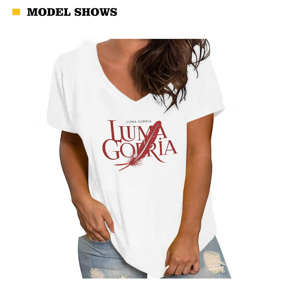 T-shirt femme col V long – Ample, respirant et flatteur Luma Gorria vêtement  T-shirt femme col V long Luma Gorria vêtement