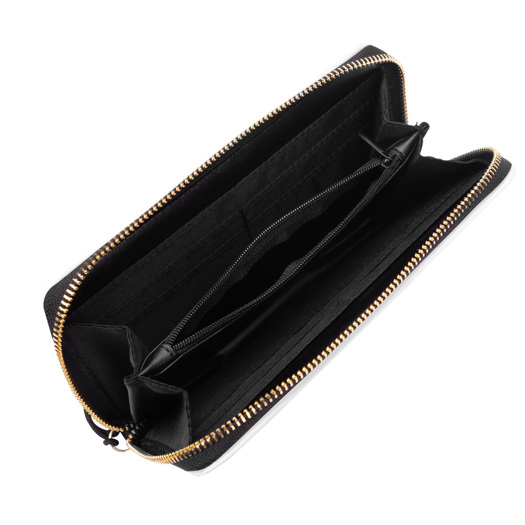 Portefeuille zippé en cuir synthétique avec bandoulière, pratique et chic