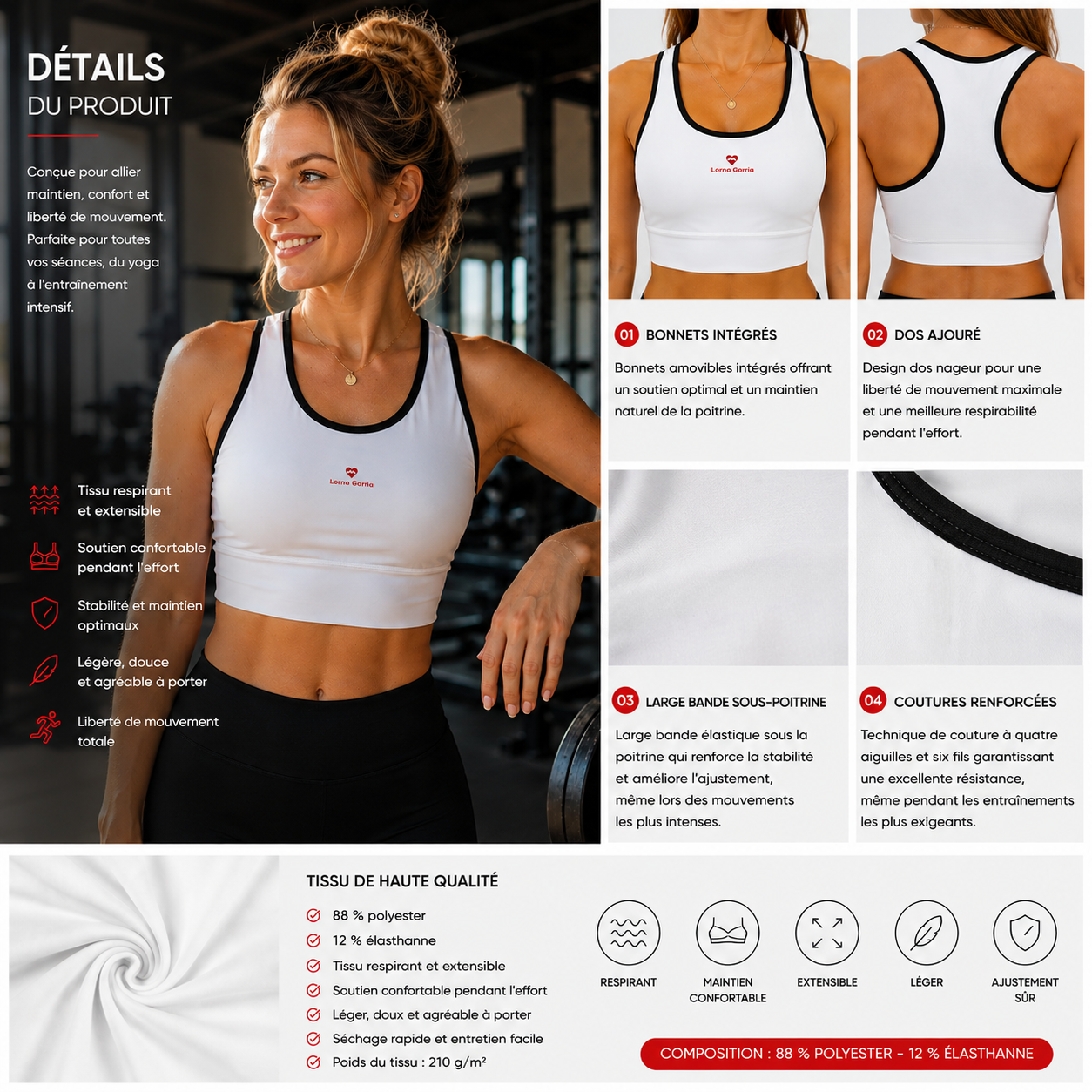 Brassière de sport femme – Maintien, confort & performance