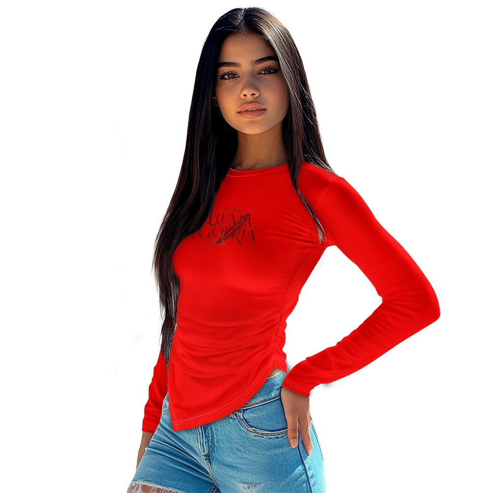 Haut slim à manches longues et col rond, coupe irrégulière Luma Gorria vêtement  haut moulant femme Luma Gorria vêtement