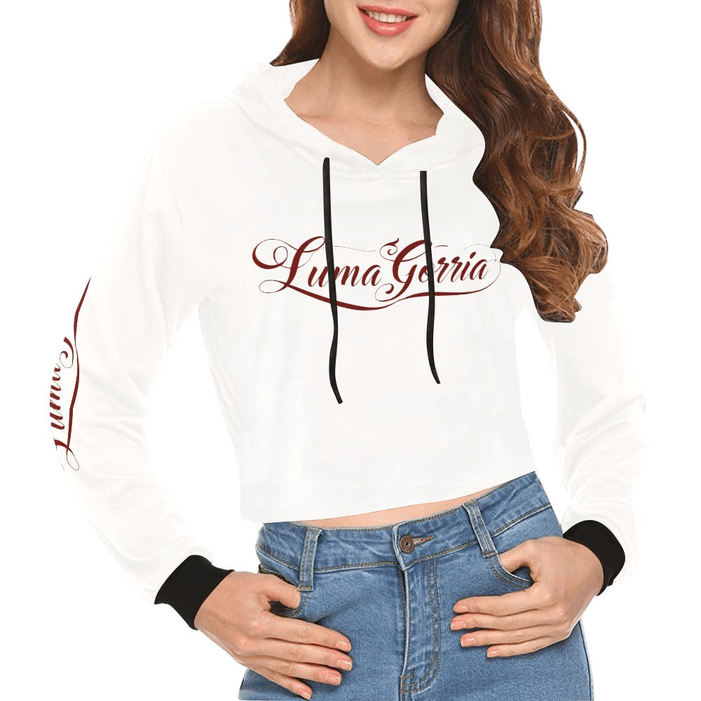 Women's All Over Print Cropped Hoodie (Model H22) Inkedjoy 31.28  Luma Gorria vêtement