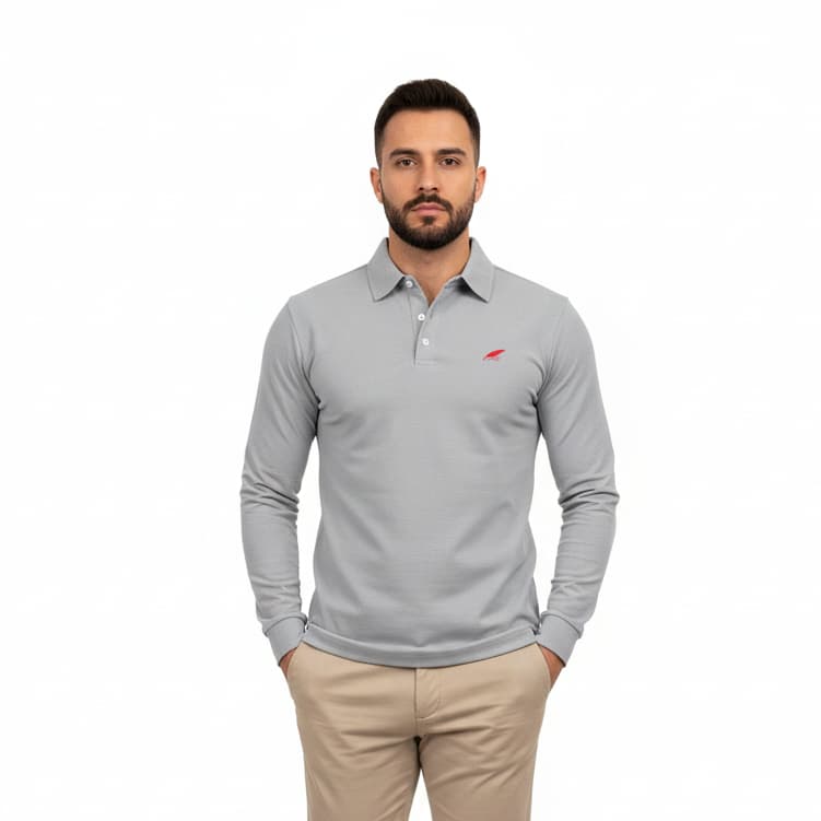 Polo homme manches longues en éponge – Confort & style décontracté