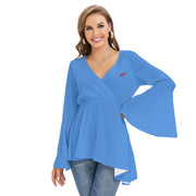 Chemisier femme col V manches évasées – Élégance légère & style tendance