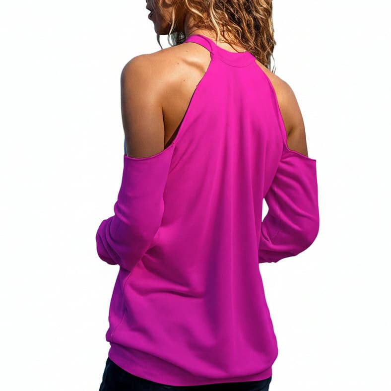 Sweat-shirt femme à col montant épaules dénudées – Style tendance & confort