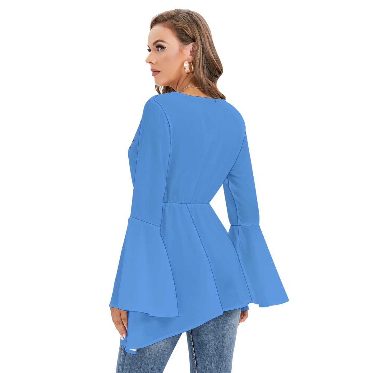 Chemisier femme col V manches évasées – Élégance légère & style tendance