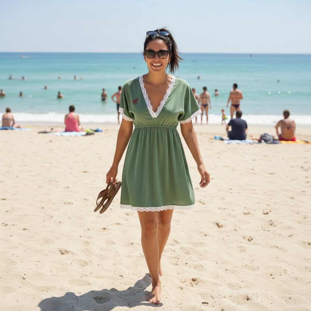 Robe femme bordée de dentelle – Élégance & féminité