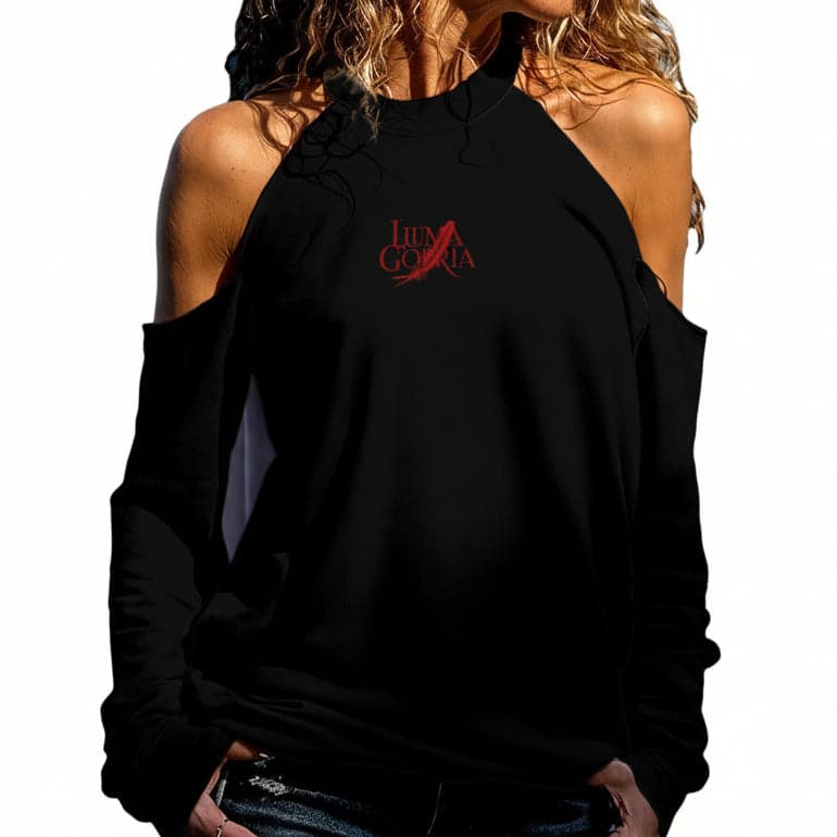 Sweat-shirt femme à col montant épaules dénudées – Style tendance & confort