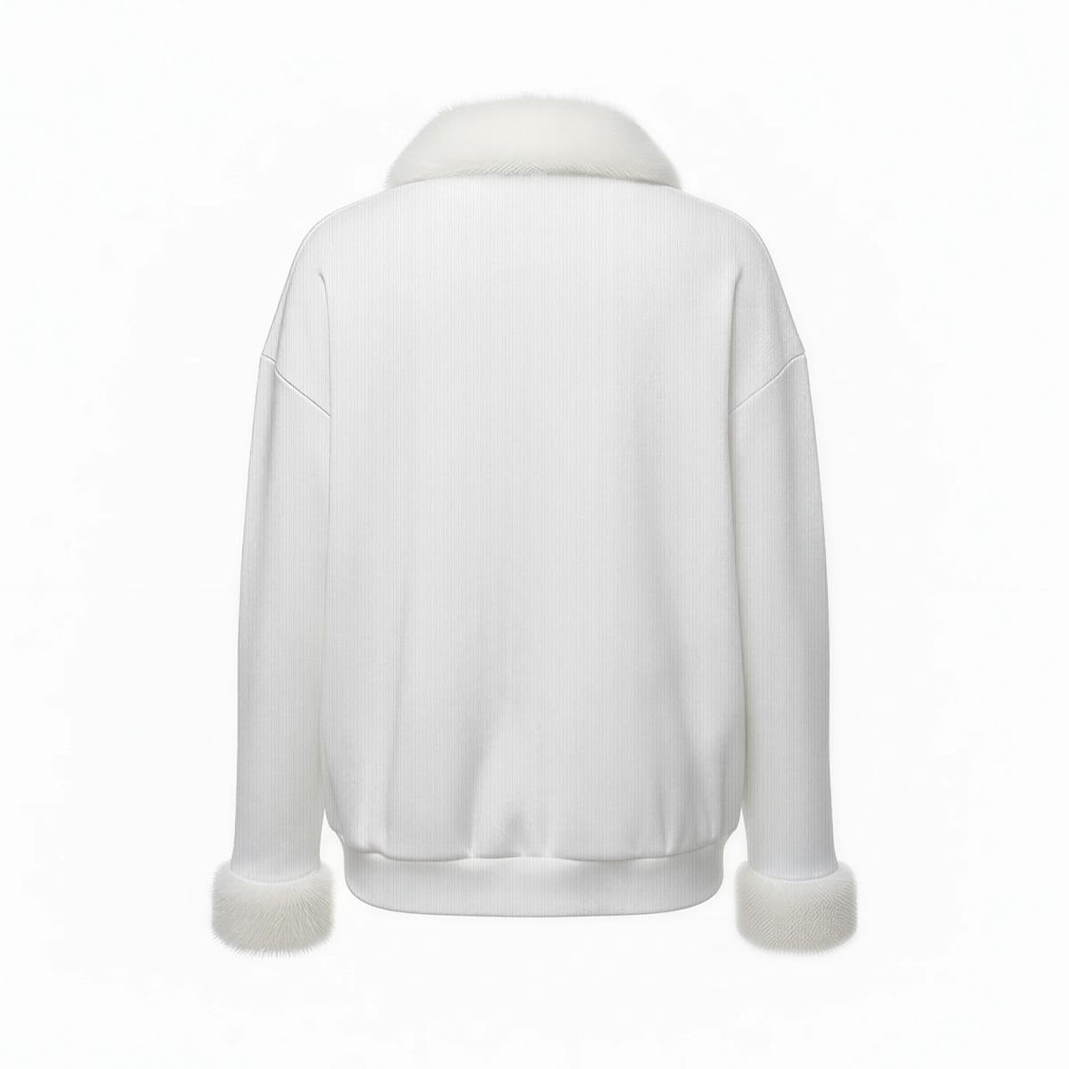 Pull femme col V bordure en fourrure – Élégance & confort cocooning