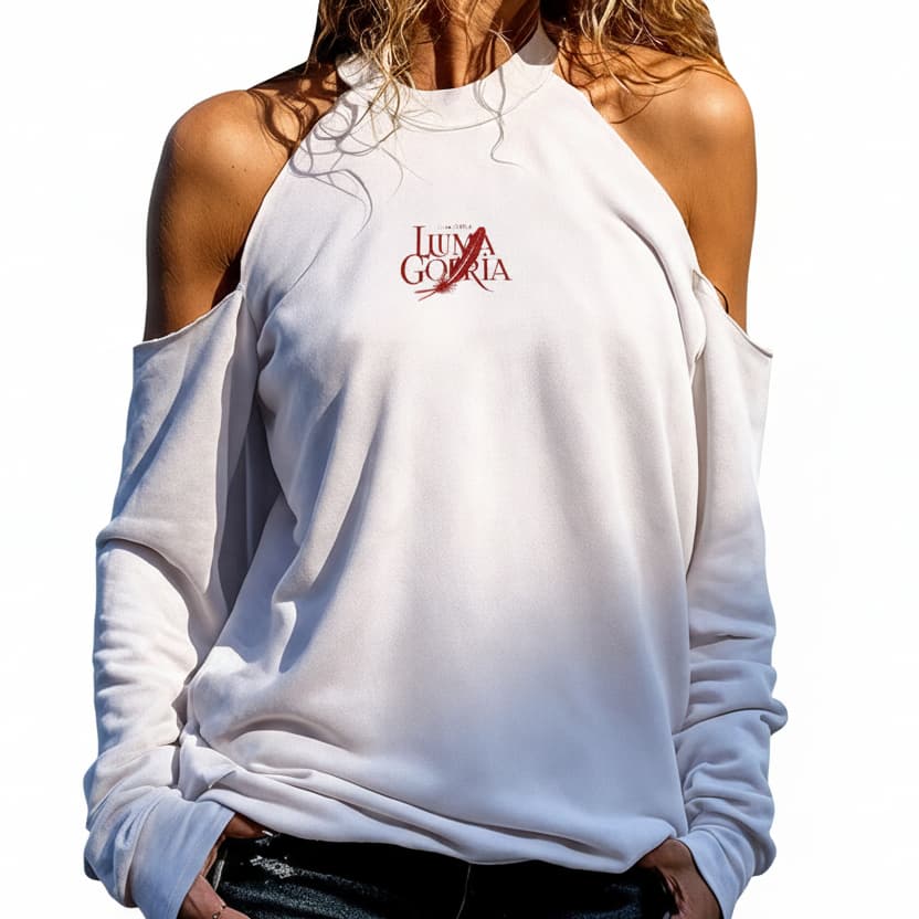 Sweat-shirt femme à col montant épaules dénudées – Style tendance & confort