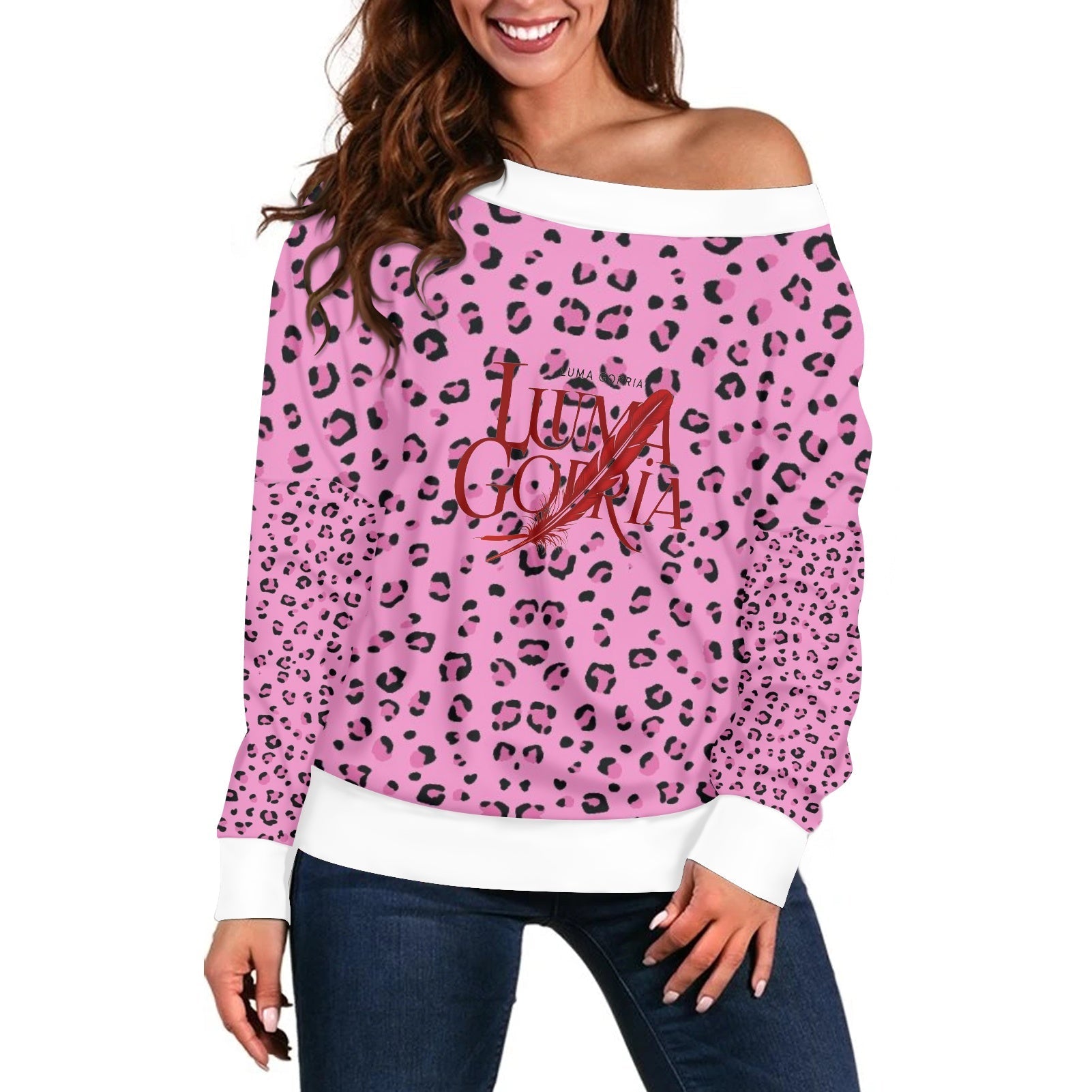 Pull femme – Style moderne à épaule dénudée, doux et extensible Luma Gorria vêtement 46.00 Pull femme Luma Gorria vêtement