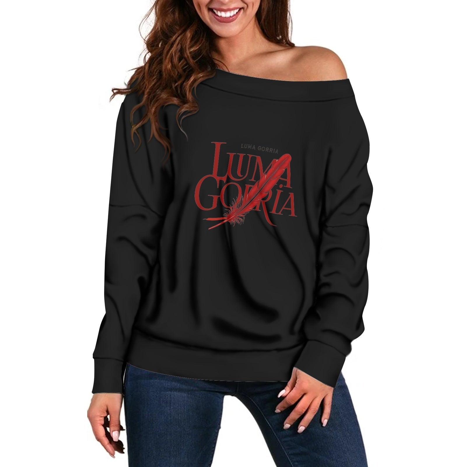 Pull femme – Style moderne à épaule dénudée, doux et extensible Luma Gorria vêtement 46.00 Pull femme Luma Gorria vêtement