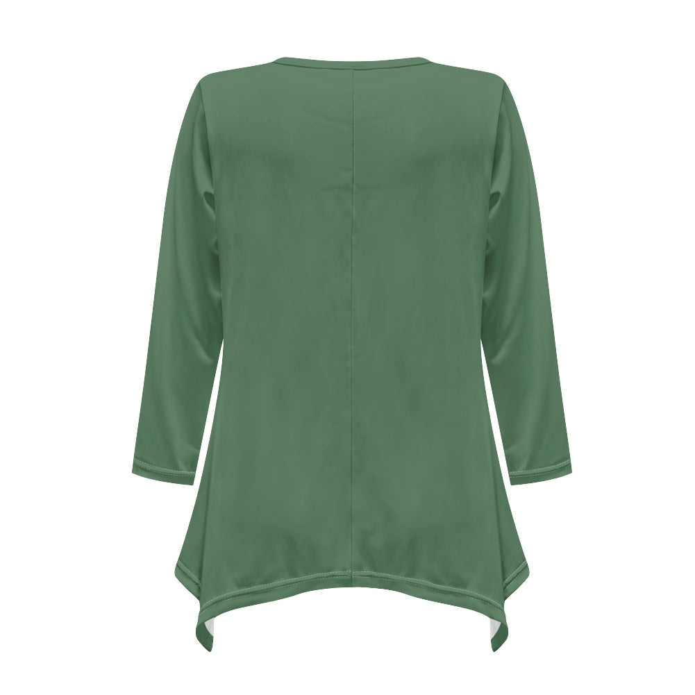 Haut long asymétrique femme – Col V, manches longues, élégant Luma Gorria vêtement  Haut long asymétrique femme Luma Gorria vêtement