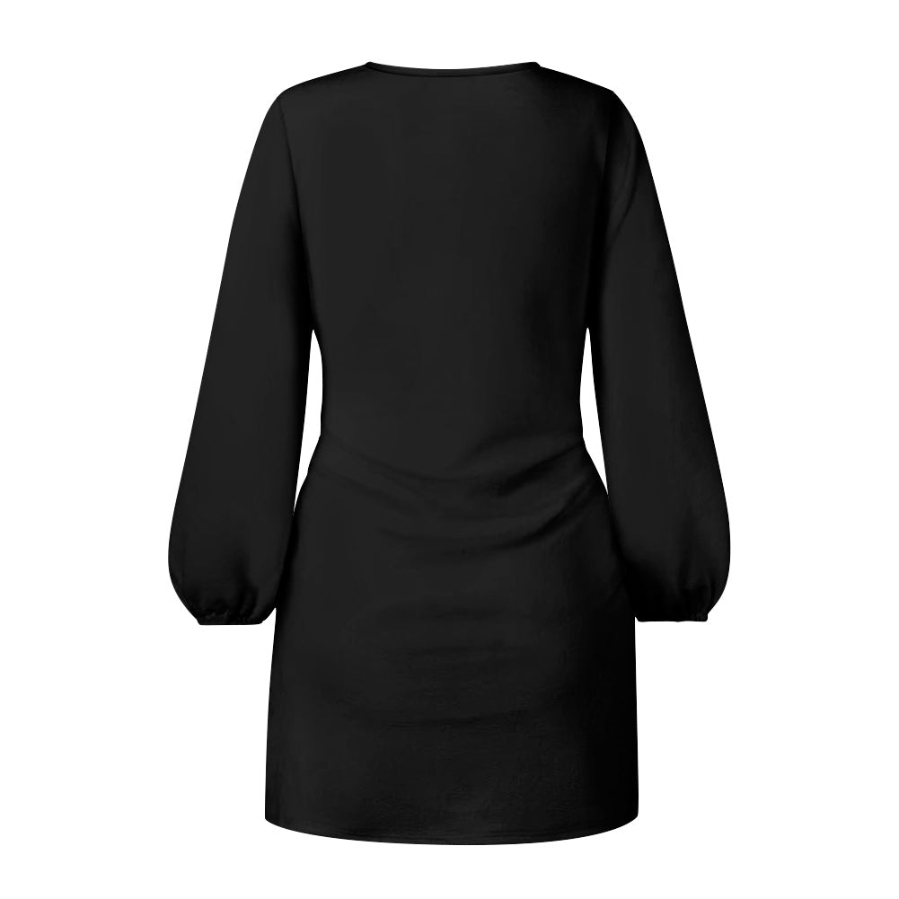 Robe femme manches longues – Ceinture nouée et tissu élastique Luma Gorria vêtement  robe Luma Gorria vêtement