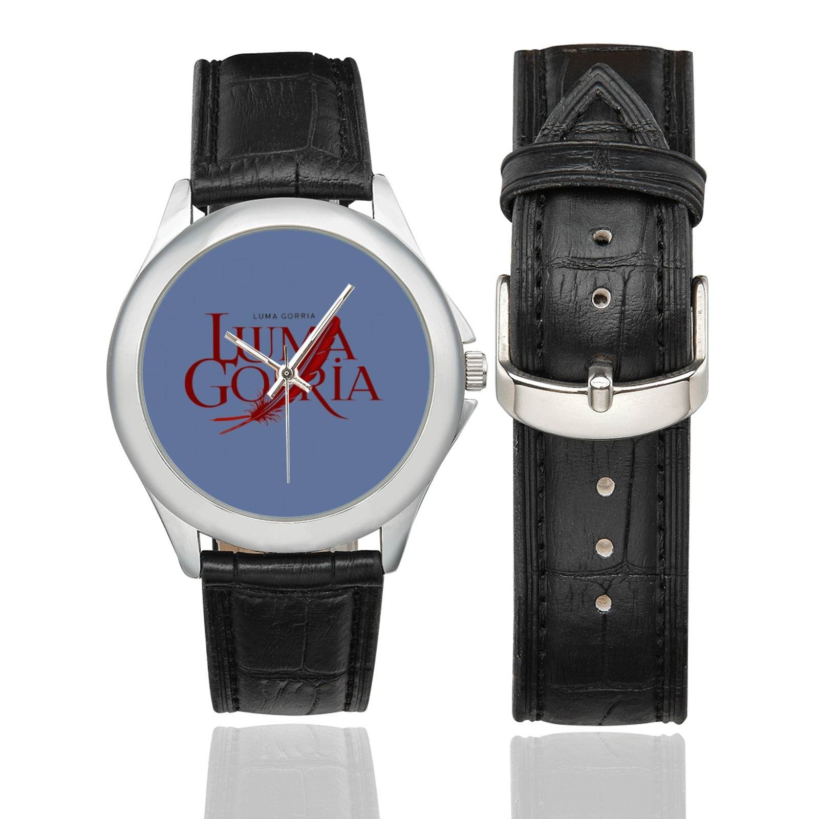 Montre classique pour femme avec bracelet en cuir véritable et boîtier en métal plaqué or - Luma Gorria vêtement