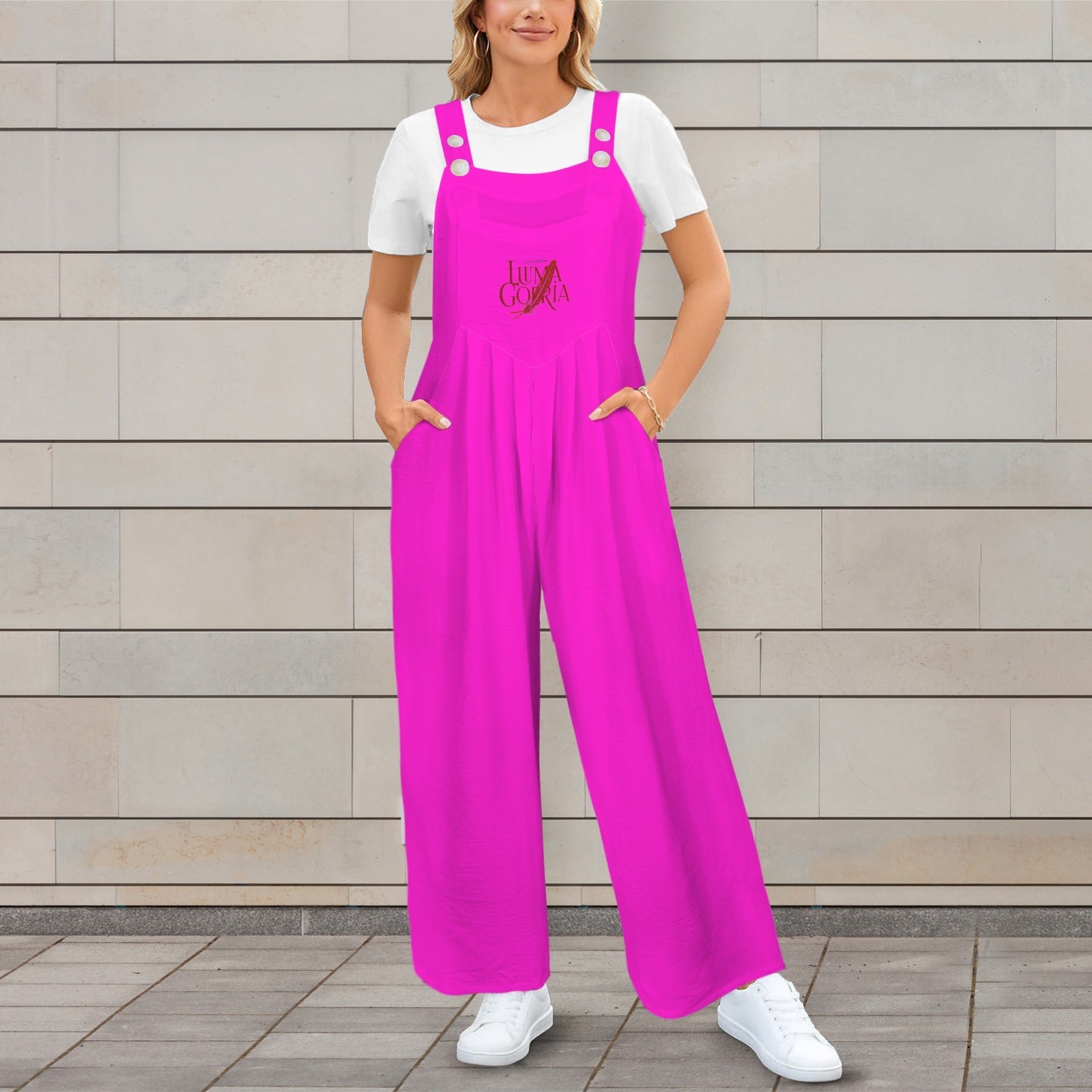 Combinaison salopette femme fluide à jambes larges avec poches Luma Gorria vetement  combinaison salopette Luma Gorria vêtement