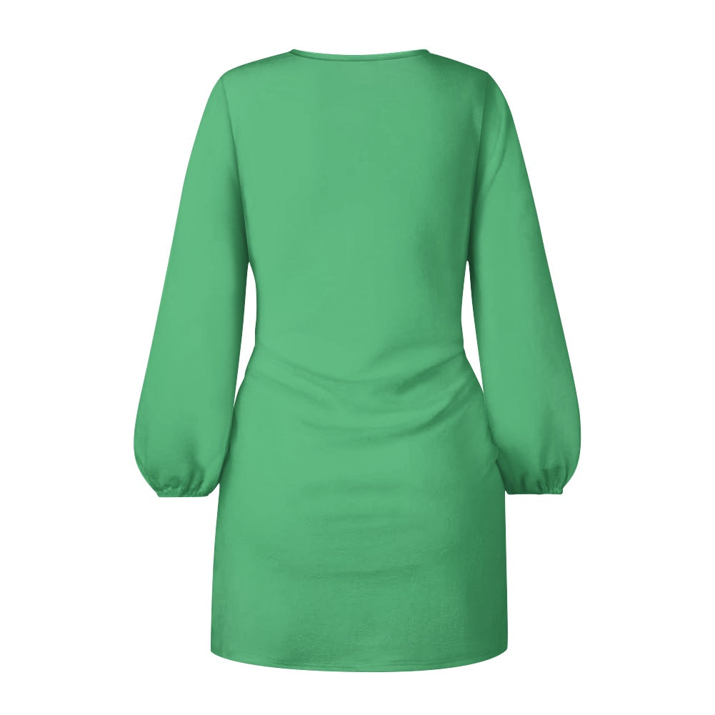 Robe femme manches longues – Ceinture nouée et tissu élastique Luma Gorria vêtement  robe Luma Gorria vêtement