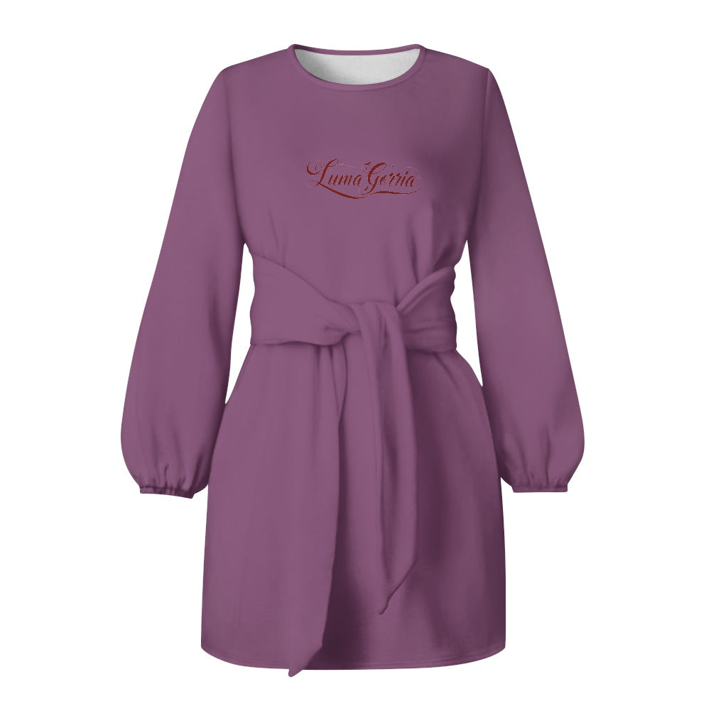 Robe femme manches longues – Ceinture nouée et tissu élastique Luma Gorria vêtement  robe Luma Gorria vêtement