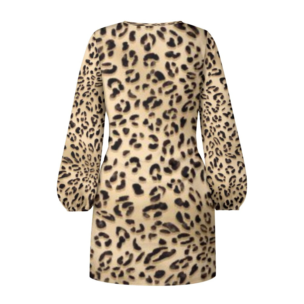 Robe femme manches longues – Ceinture nouée et tissu élastique Luma Gorria vêtement  robe Luma Gorria vêtement