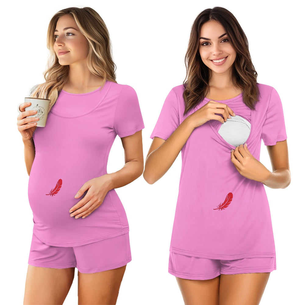 Ensemble grossesse & allaitement t-shirt & short – Confort & praticité