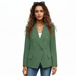 Blazer croisé femme élégant à bouton unique- Couleur unies