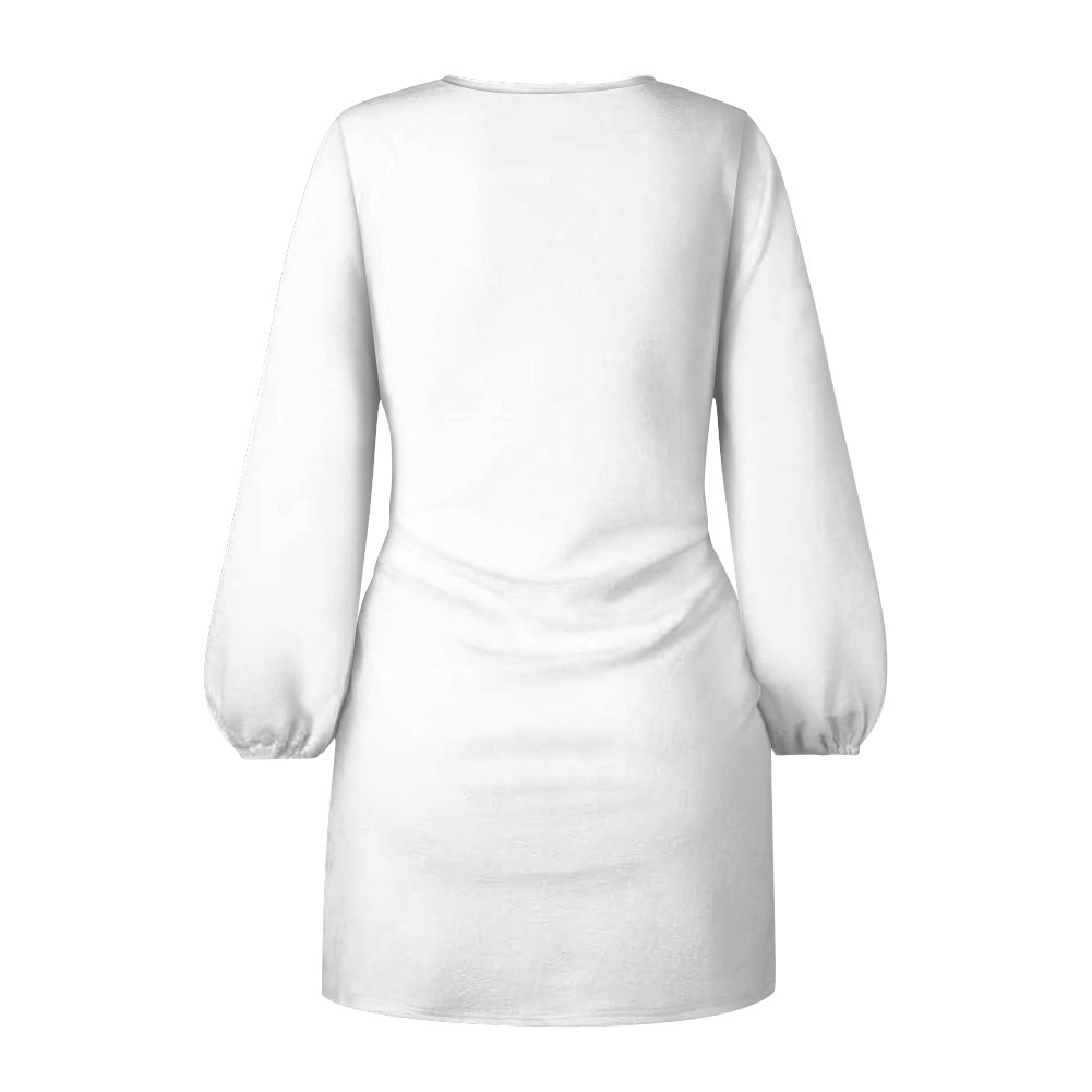 Robe femme manches longues – Ceinture nouée et tissu élastique Luma Gorria vêtement  robe Luma Gorria vêtement