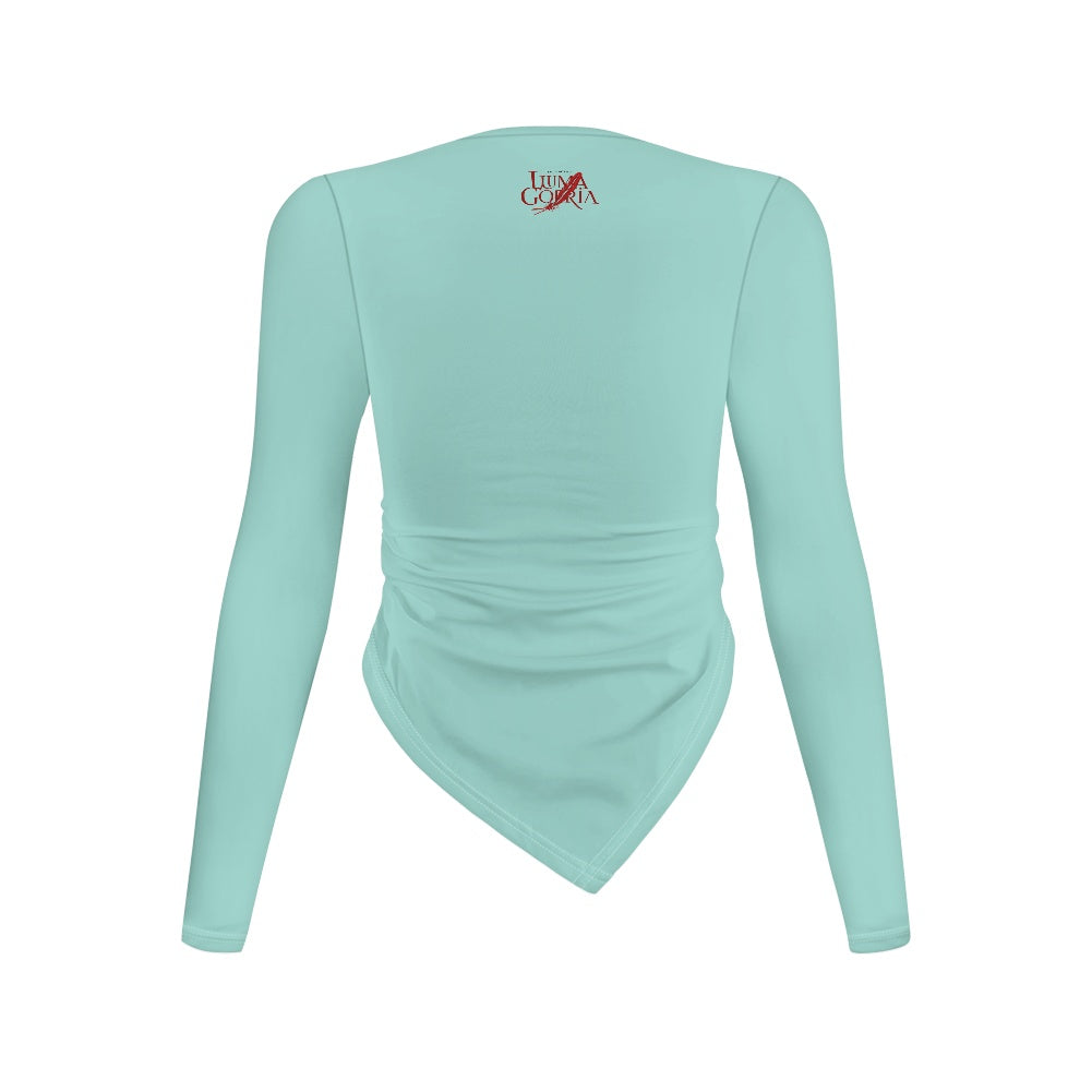 Haut slim à manches longues et col rond, coupe irrégulière Luma Gorria vêtement  haut moulant femme Luma Gorria vêtement