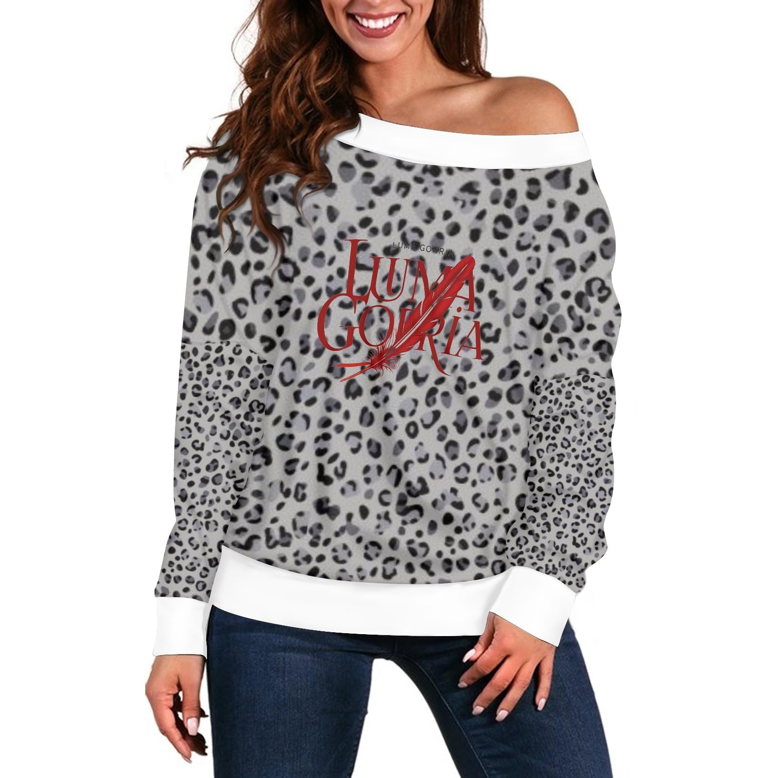 Pull femme – Style moderne à épaule dénudée, doux et extensible Luma Gorria vêtement 46.00 Pull femme Luma Gorria vêtement
